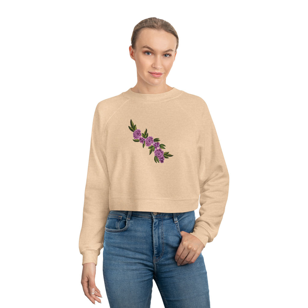 Floral Diagonal Rose Crop Sweatshirt