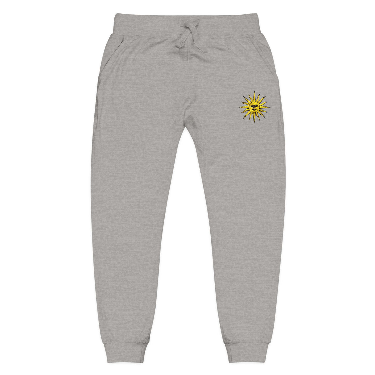 Embroidered Compass Rose Fleece Sweatpants — Nautical Sunburst Joggers