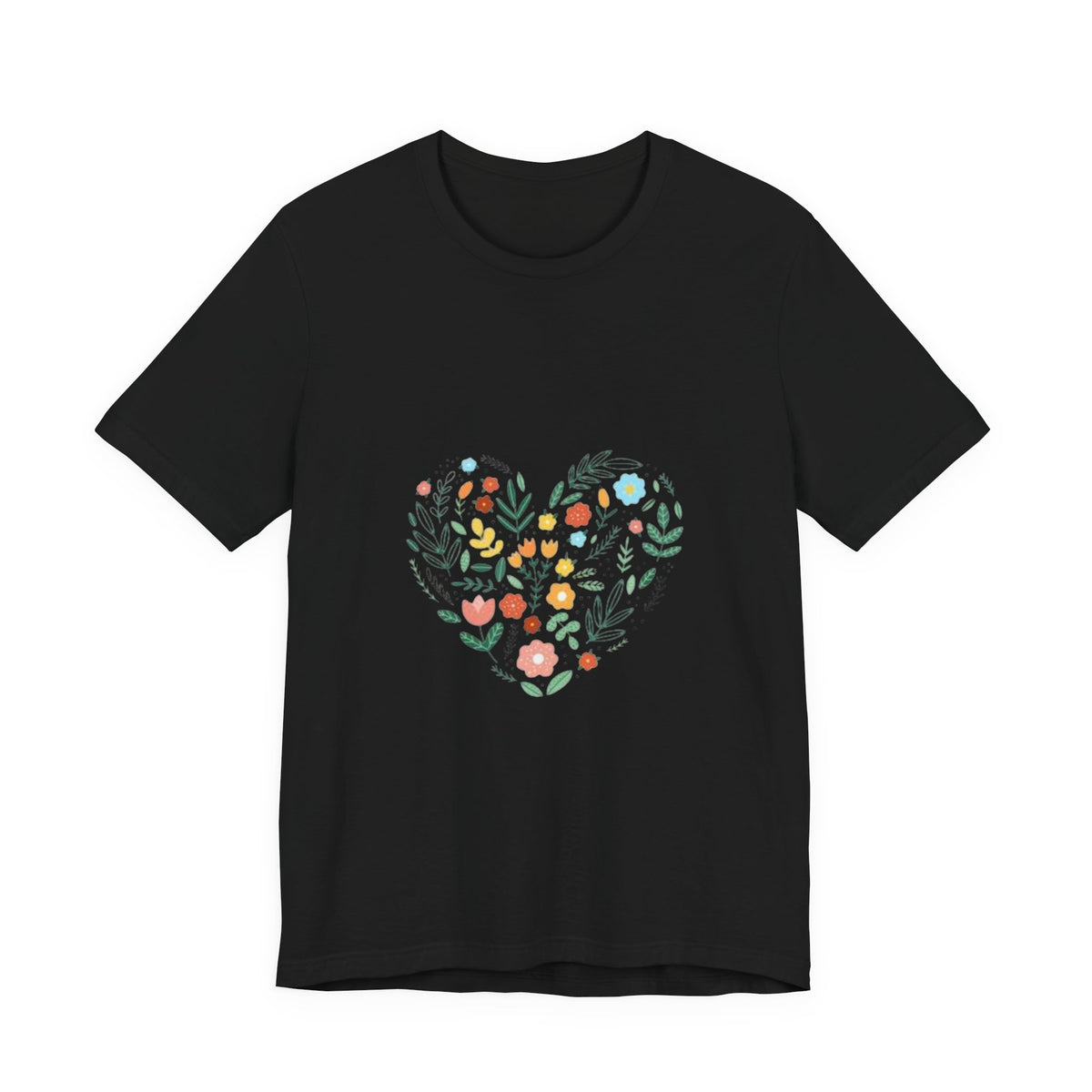 Floral Heart Tee — Colorful Botanical Heart Graphic T-Shirt