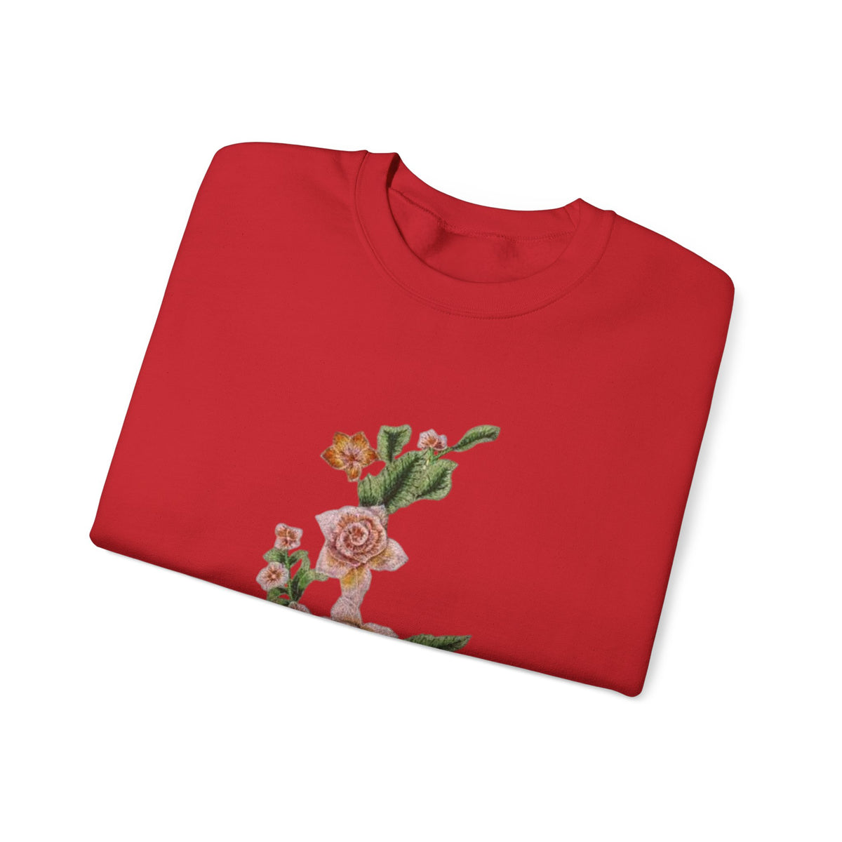 Sun & Rose Crewneck Sweatshirt — Vintage Sun Back Graphic with Floral Front