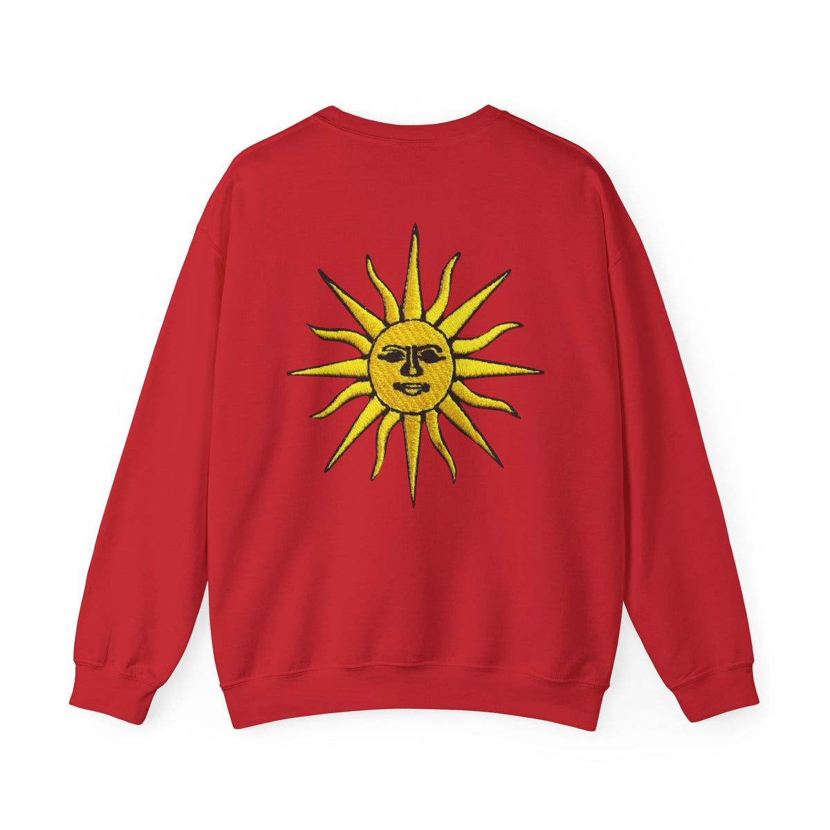 Sun & Rose Crewneck Sweatshirt — Vintage Sun Back Graphic with Floral Front