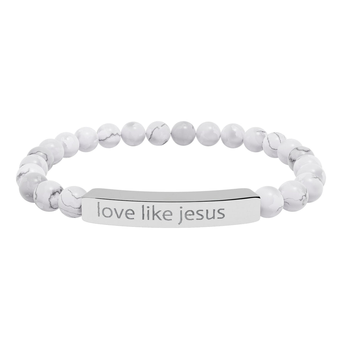 Engraved 'Love Like Jesus' Natural Stone Stretch Bracelet
