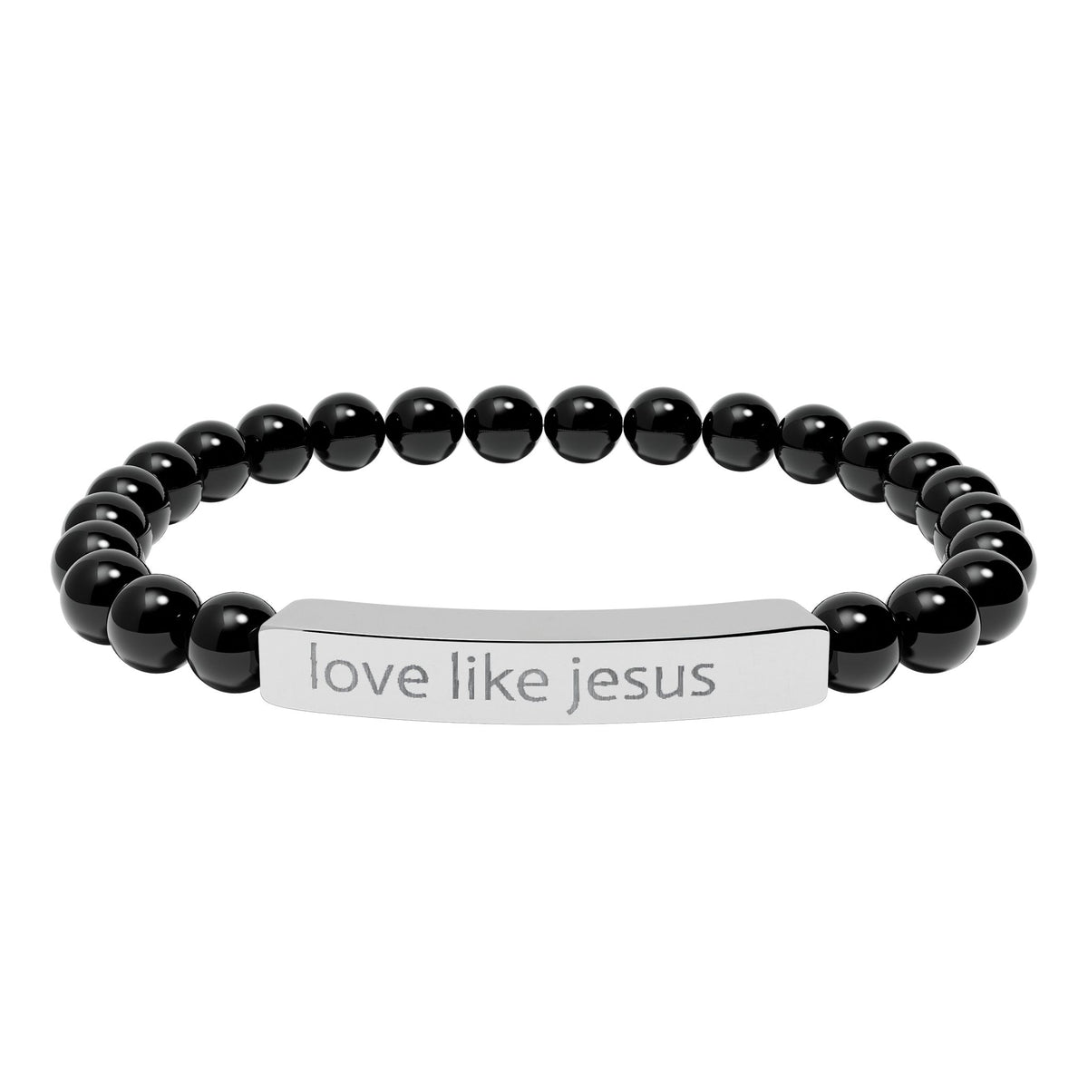 Engraved 'Love Like Jesus' Natural Stone Stretch Bracelet