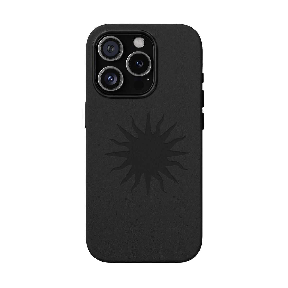 Embossed Sun PU Leather Phone Case – Sleek Engraved Protective Cover