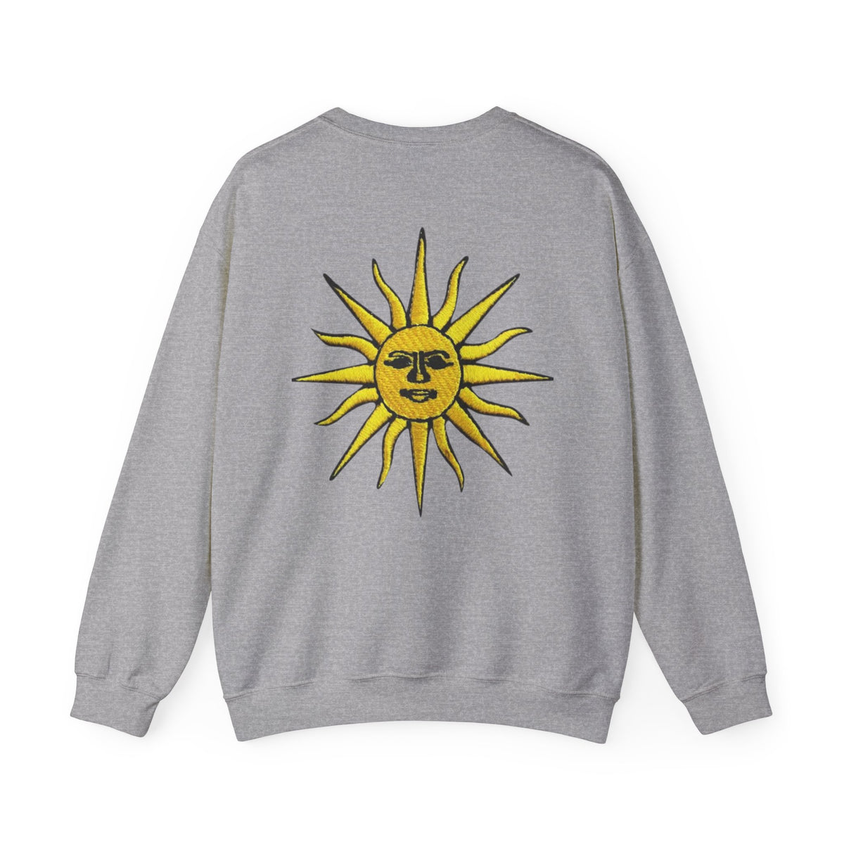 Sun & Rose Crewneck Sweatshirt — Vintage Sun Back Graphic with Floral Front