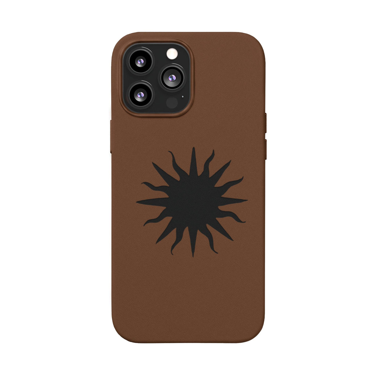 Embossed Sun PU Leather Phone Case – Sleek Engraved Protective Cover