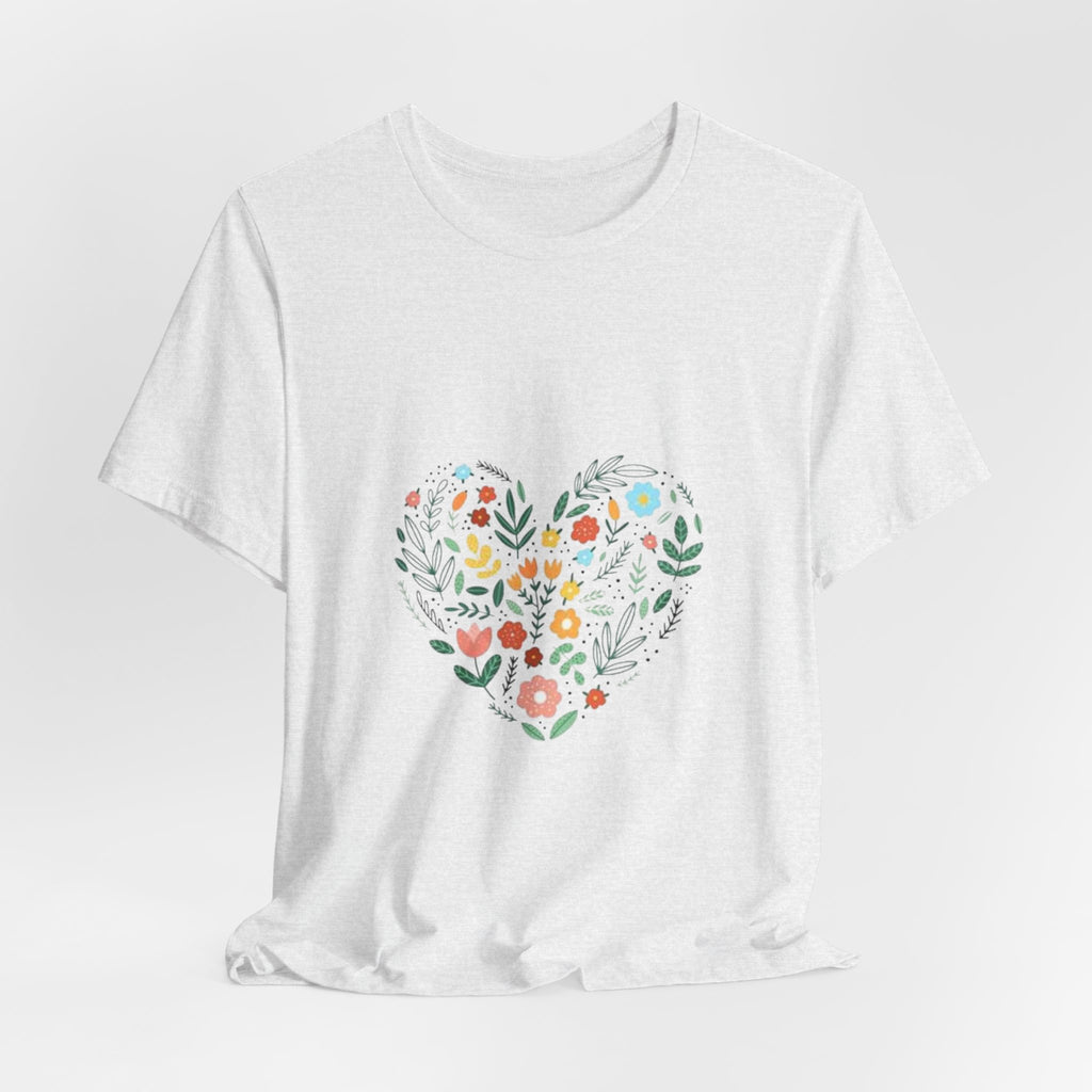 Floral Heart Tee — Colorful Botanical Heart Graphic T-Shirt