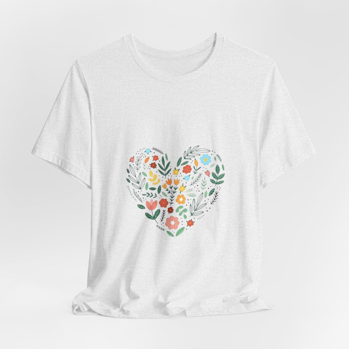 Floral Heart Tee — Colorful Botanical Heart Graphic T-Shirt
