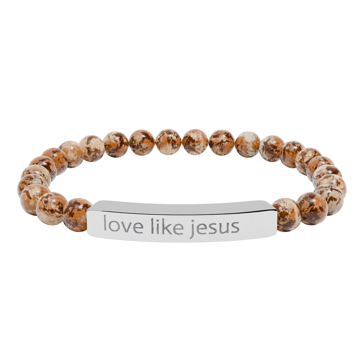 Engraved 'Love Like Jesus' Natural Stone Stretch Bracelet