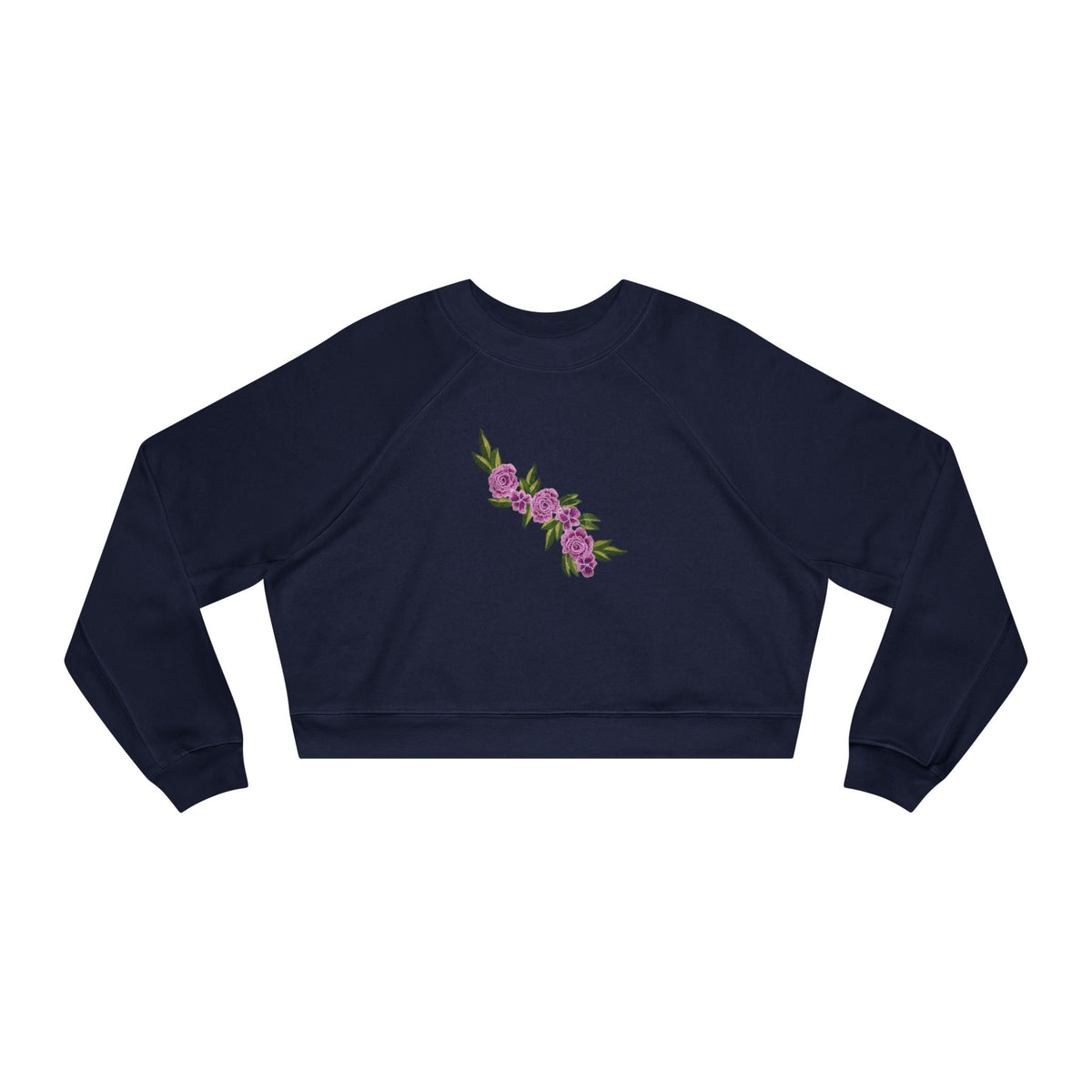 Floral Diagonal Rose Crop Sweatshirt