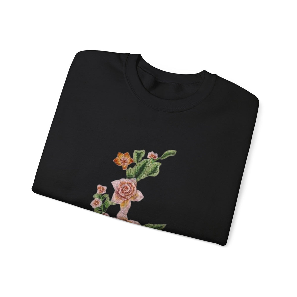Sun & Rose Crewneck Sweatshirt — Vintage Sun Back Graphic with Floral Front