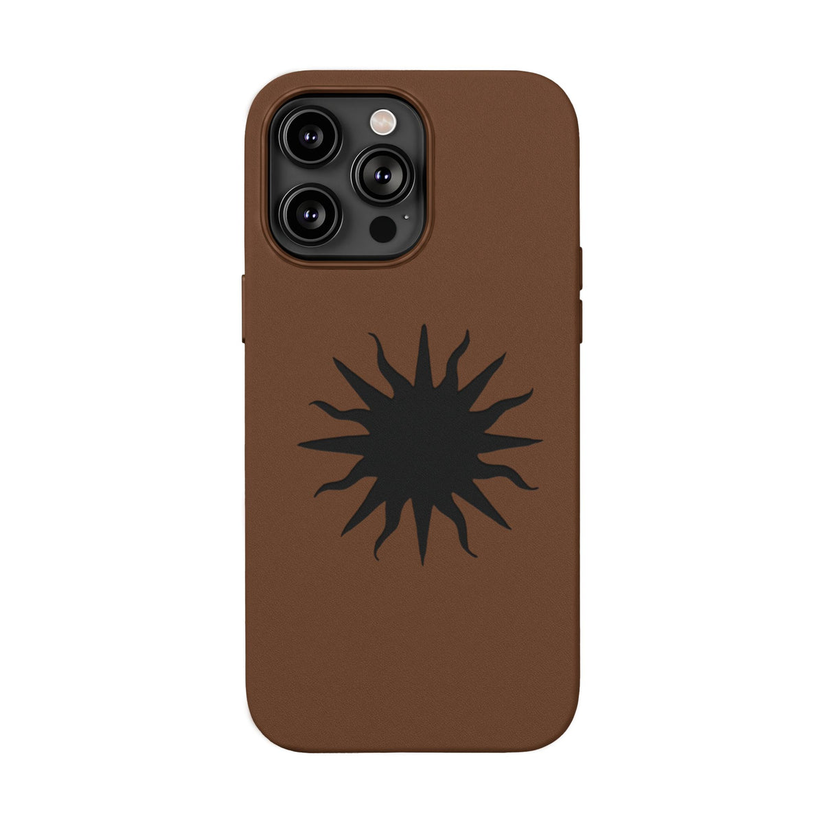 Embossed Sun PU Leather Phone Case – Sleek Engraved Protective Cover