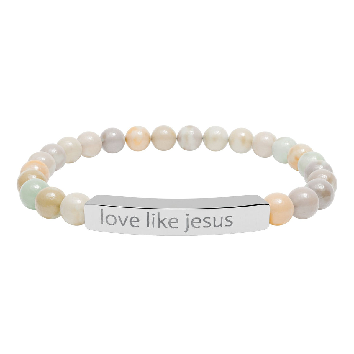Engraved 'Love Like Jesus' Natural Stone Stretch Bracelet