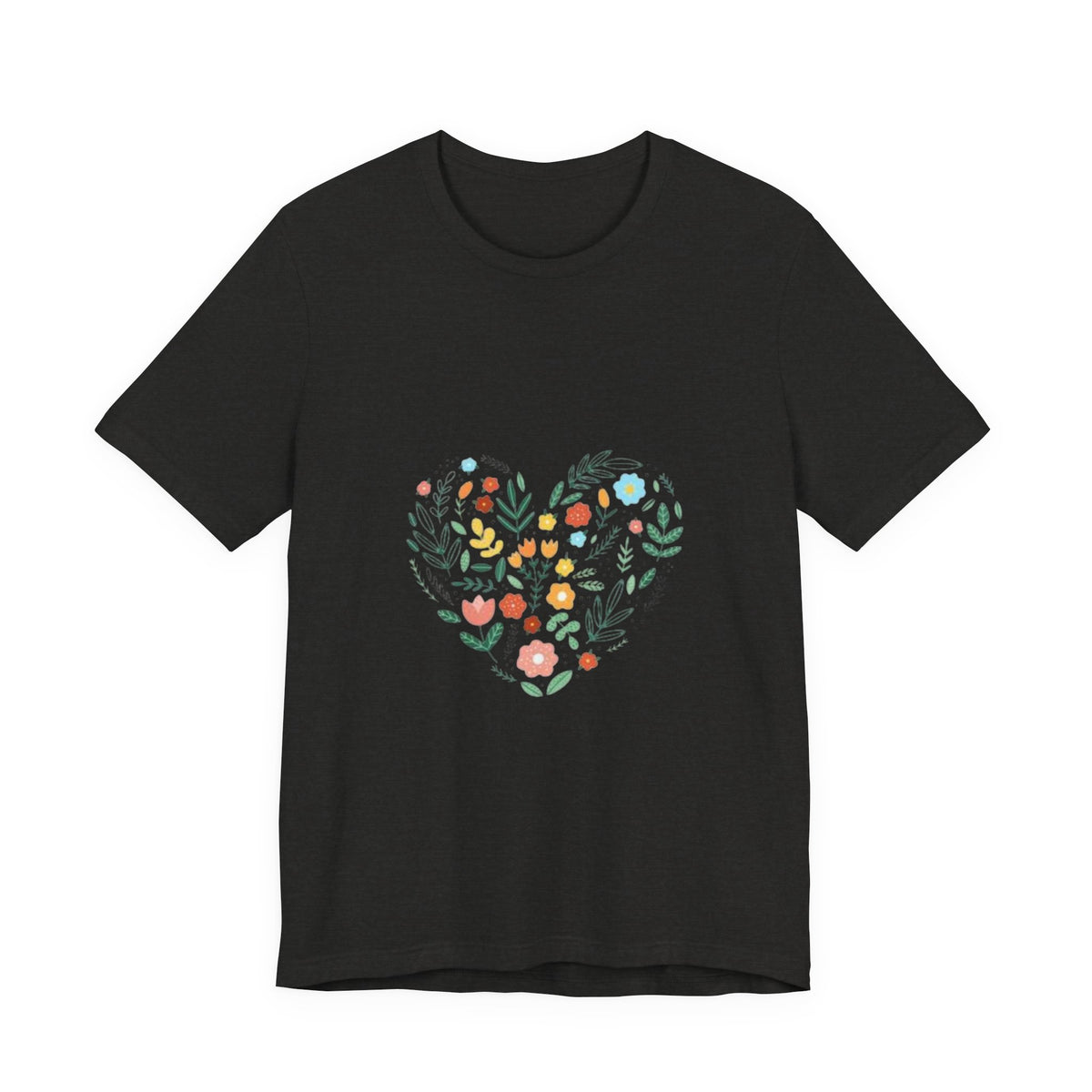 Floral Heart Tee — Colorful Botanical Heart Graphic T-Shirt