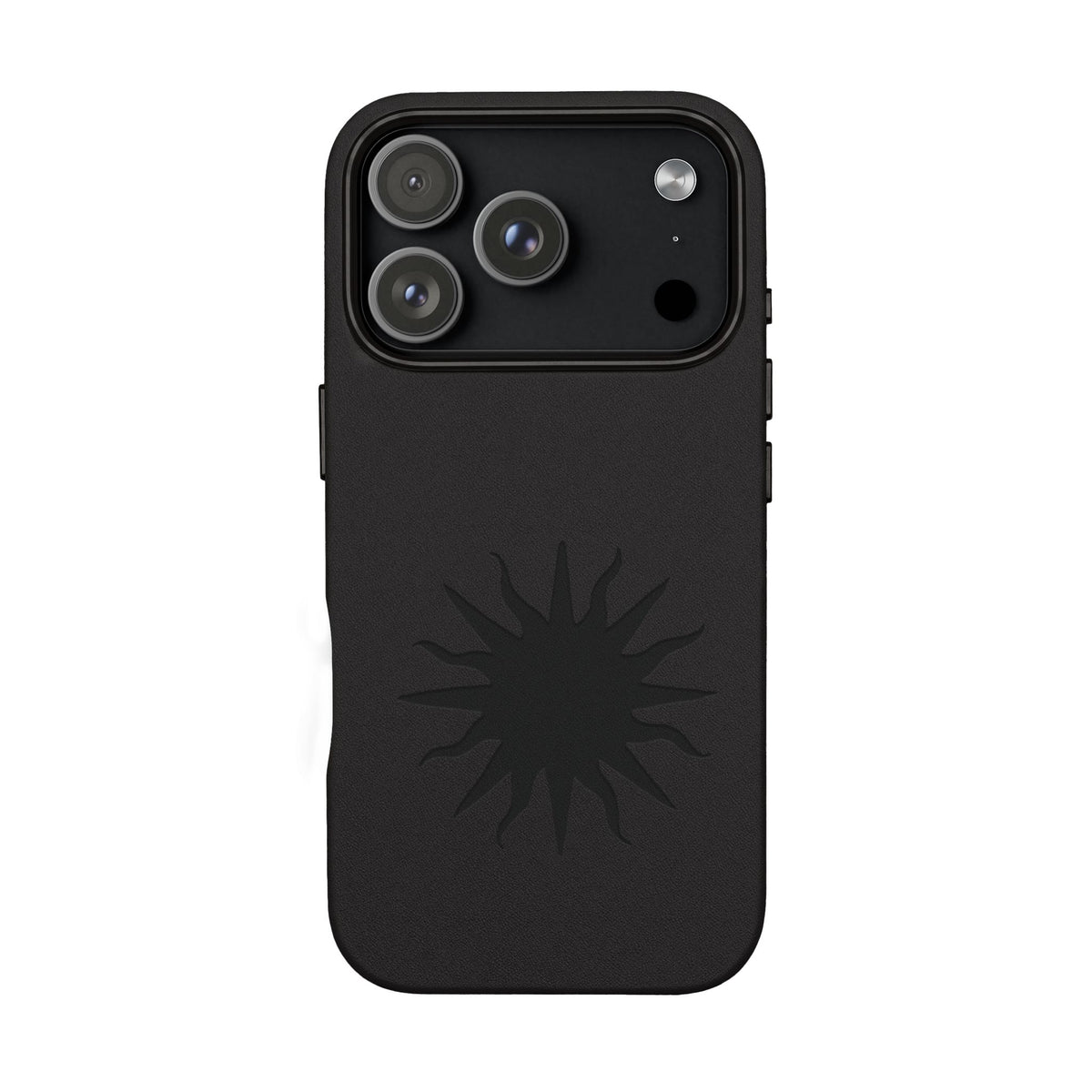 Embossed Sun PU Leather Phone Case – Sleek Engraved Protective Cover