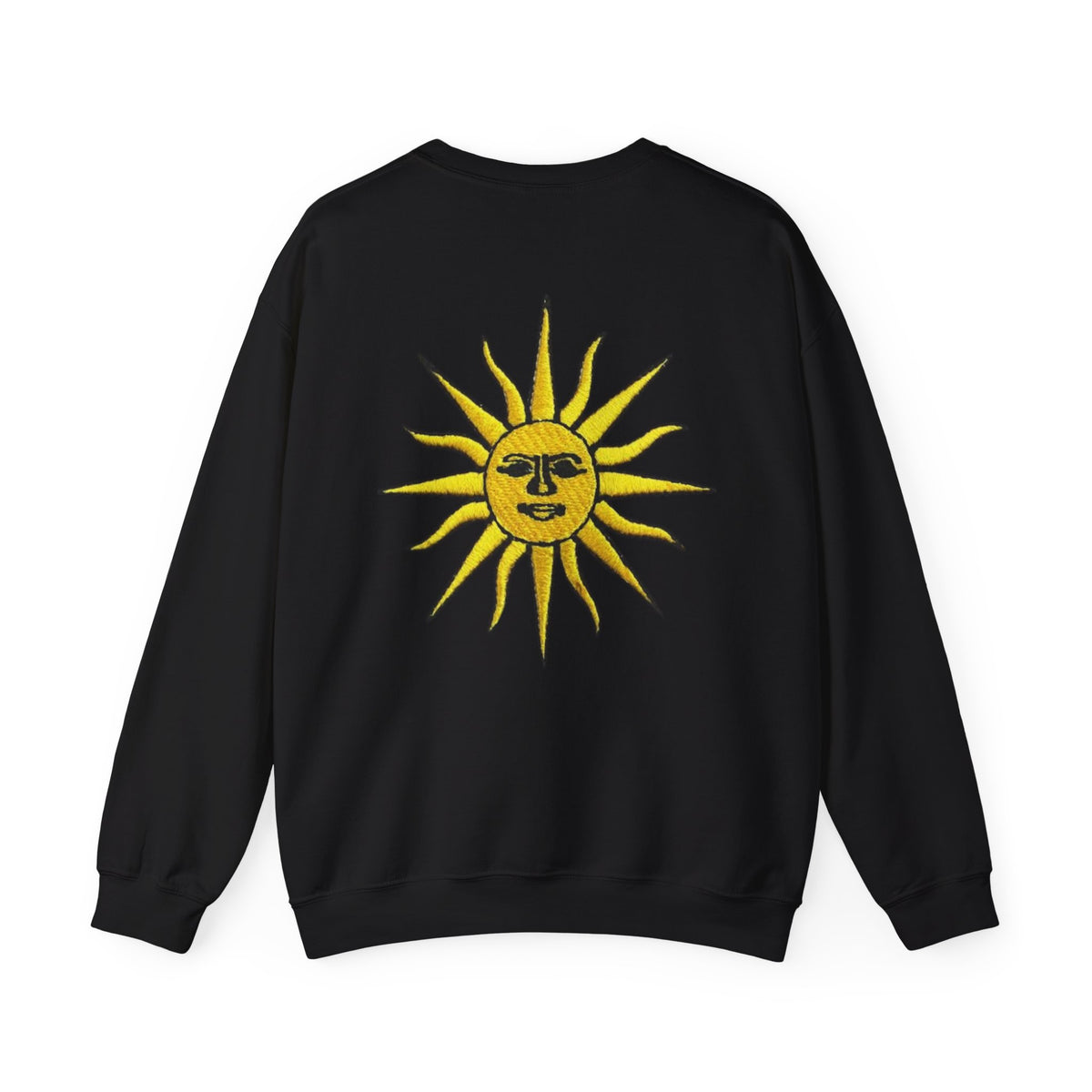 Sun & Rose Crewneck Sweatshirt — Vintage Sun Back Graphic with Floral Front