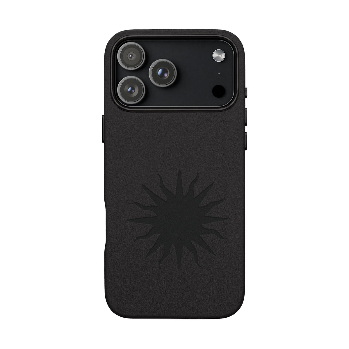 Embossed Sun PU Leather Phone Case – Sleek Engraved Protective Cover