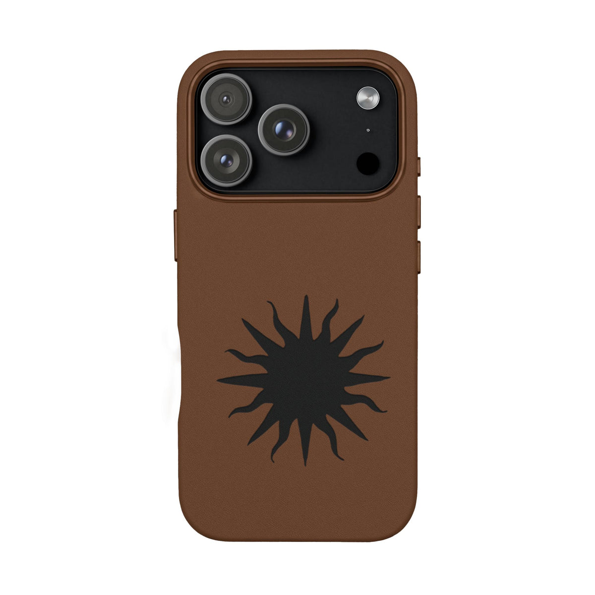 Embossed Sun PU Leather Phone Case – Sleek Engraved Protective Cover