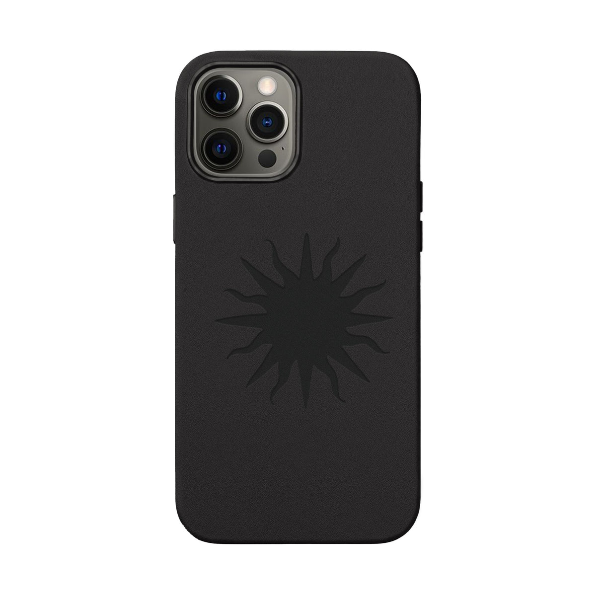 Embossed Sun PU Leather Phone Case – Sleek Engraved Protective Cover