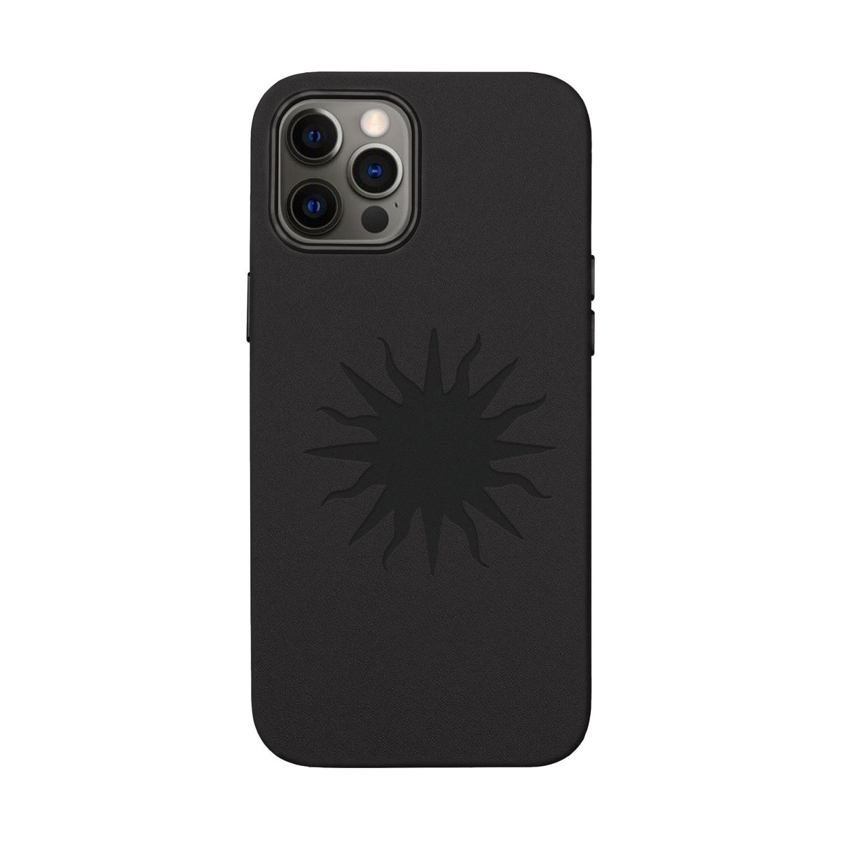 Embossed Sun PU Leather Phone Case – Sleek Engraved Protective Cover