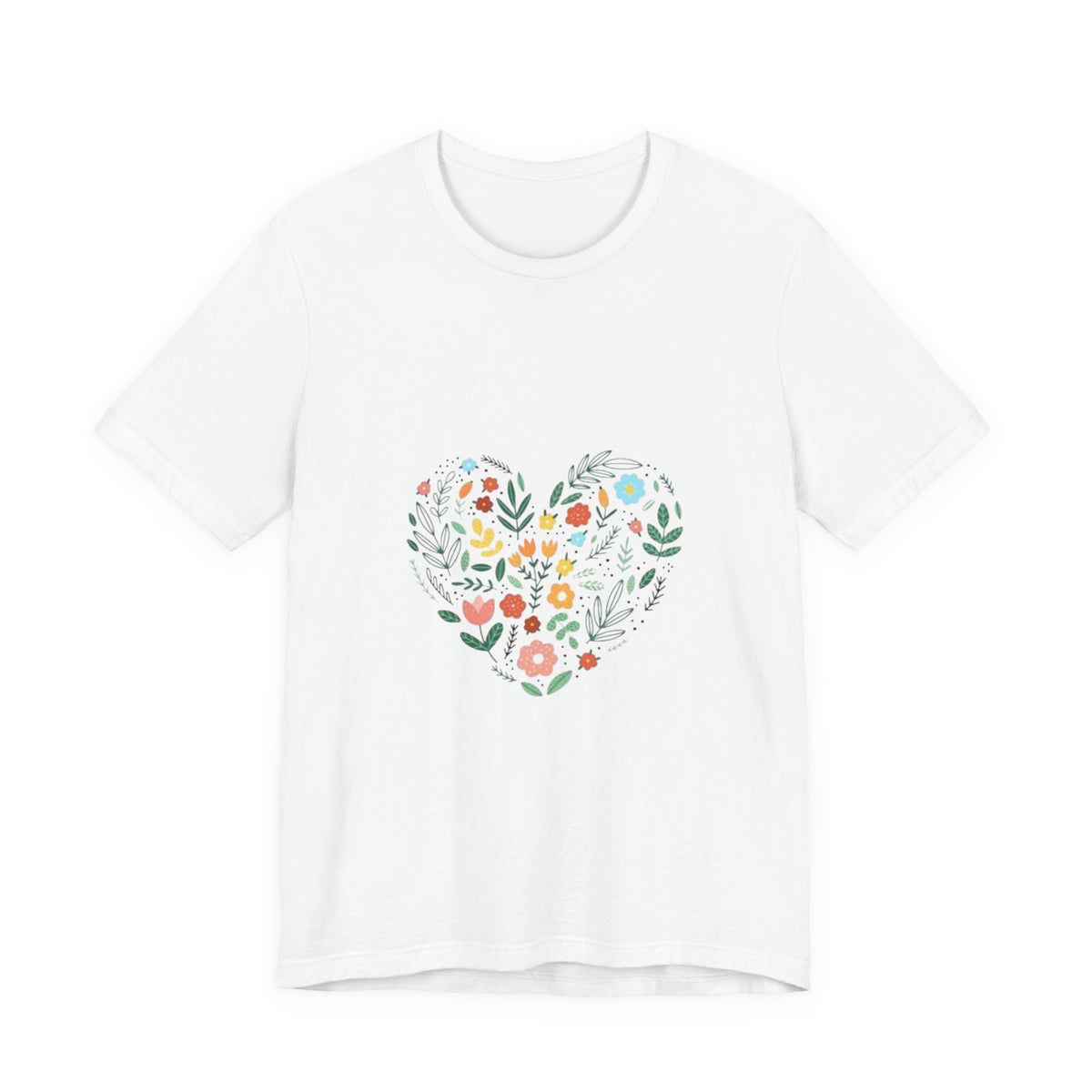 Floral Heart Tee — Colorful Botanical Heart Graphic T-Shirt