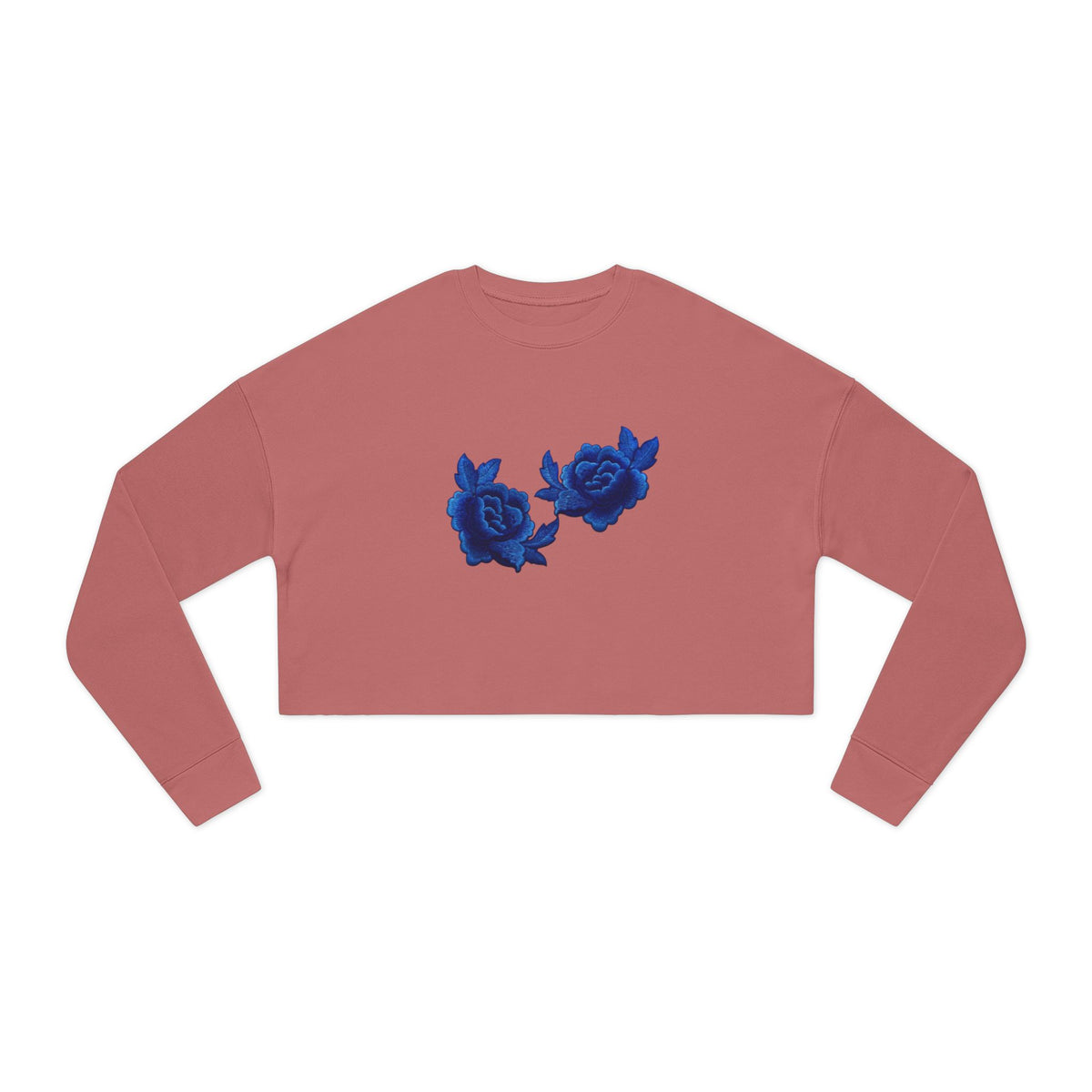 Cropped Sweatshirt — Blue Rose Floral Crop Top