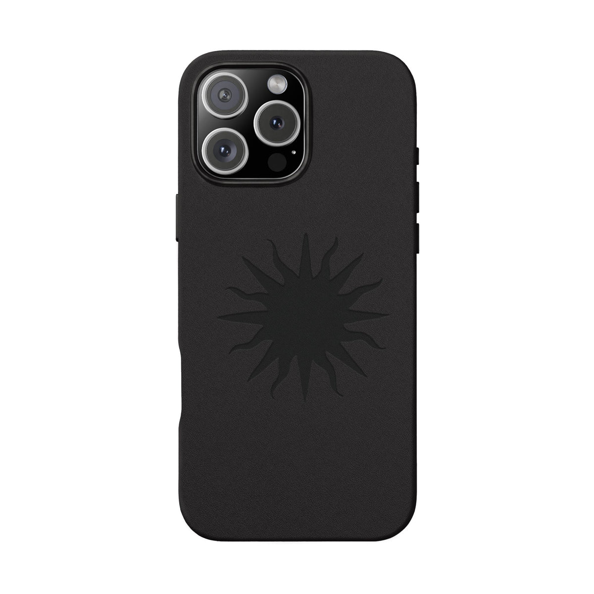 Embossed Sun PU Leather Phone Case – Sleek Engraved Protective Cover