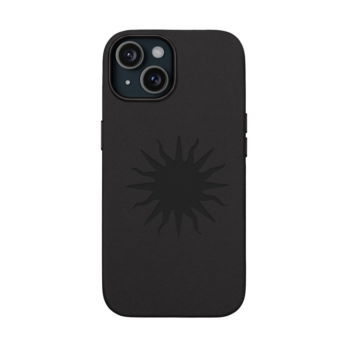 Embossed Sun PU Leather Phone Case – Sleek Engraved Protective Cover