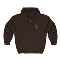 Zip Hoodie with Small Rose & Sun Sleeve Embroidery — Minimal Floral Zip-Up