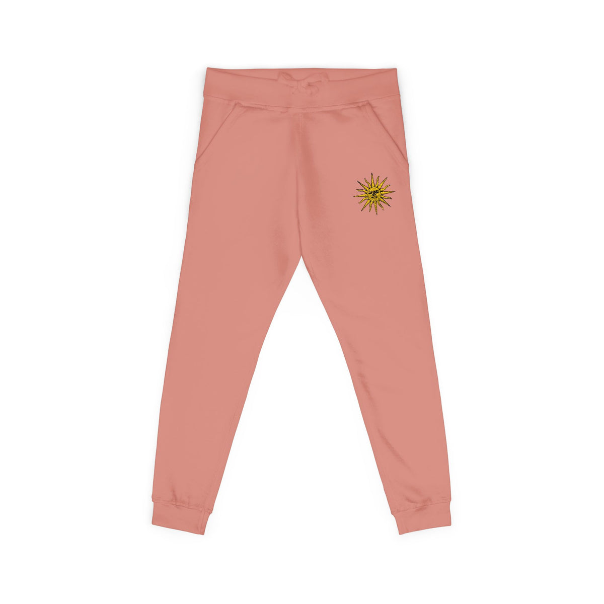 Embroidered Compass Rose Fleece Sweatpants — Nautical Sunburst Joggers
