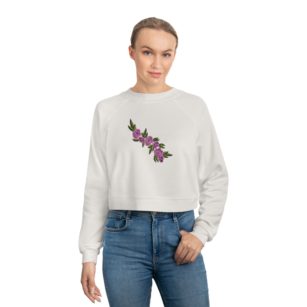 Floral Diagonal Rose Crop Sweatshirt