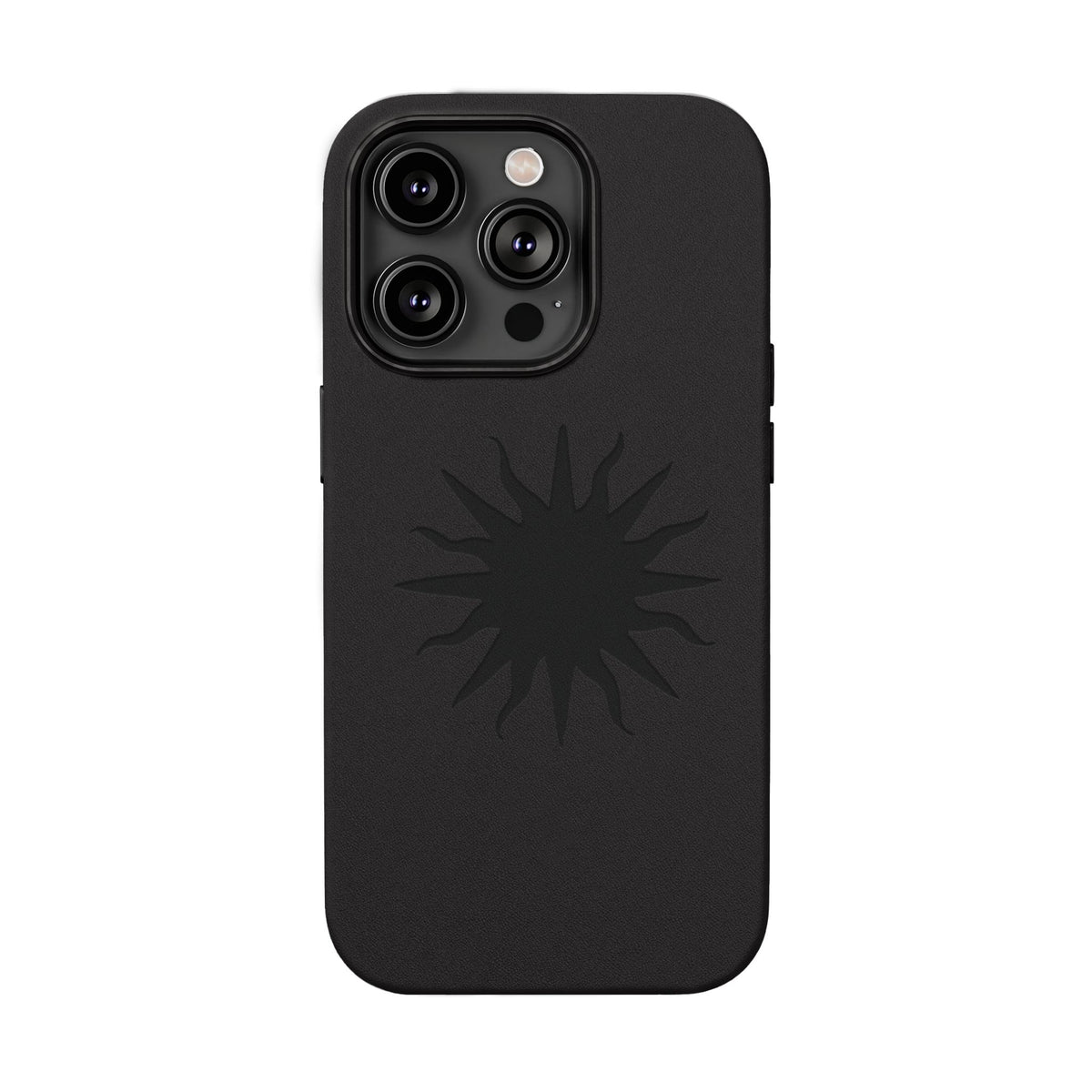 Embossed Sun PU Leather Phone Case – Sleek Engraved Protective Cover