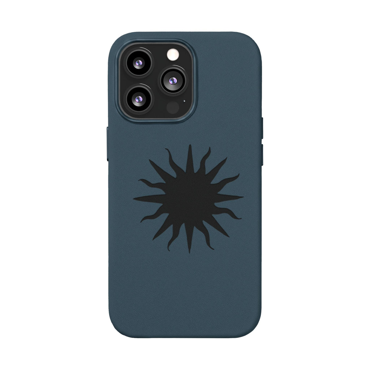 Embossed Sun PU Leather Phone Case – Sleek Engraved Protective Cover