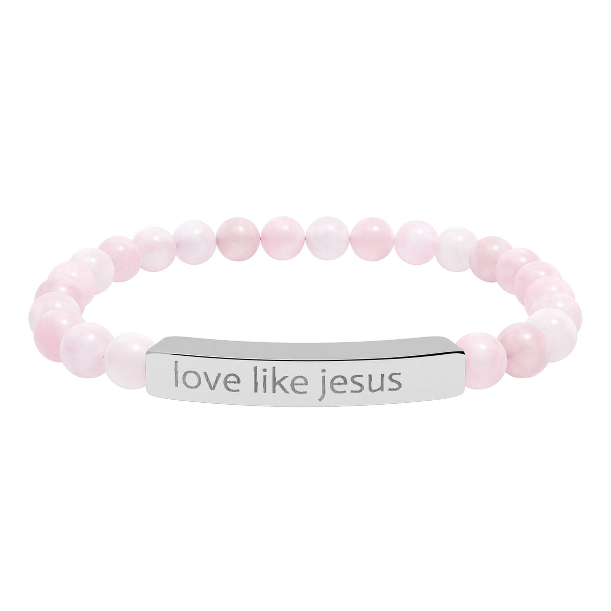 Engraved 'Love Like Jesus' Natural Stone Stretch Bracelet