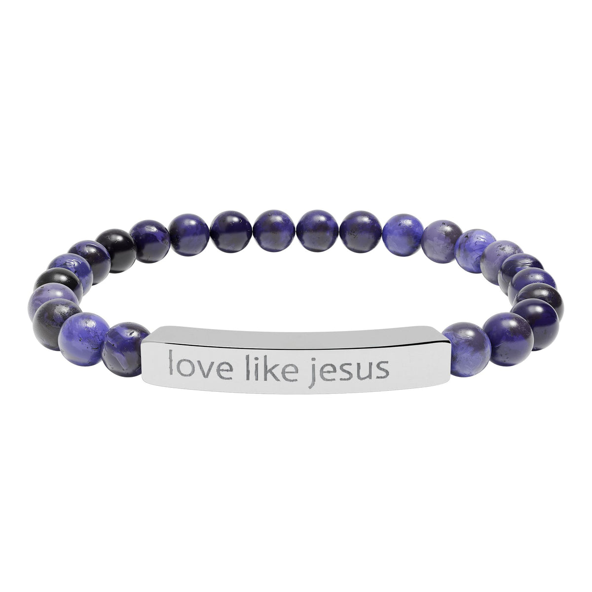 Engraved 'Love Like Jesus' Natural Stone Stretch Bracelet