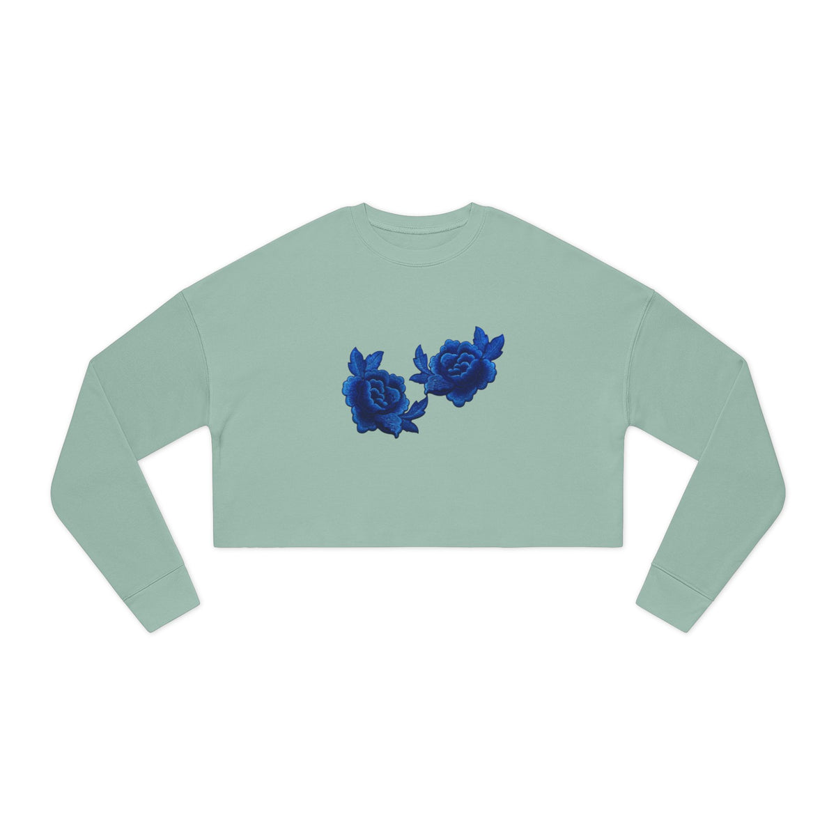 Cropped Sweatshirt — Blue Rose Floral Crop Top