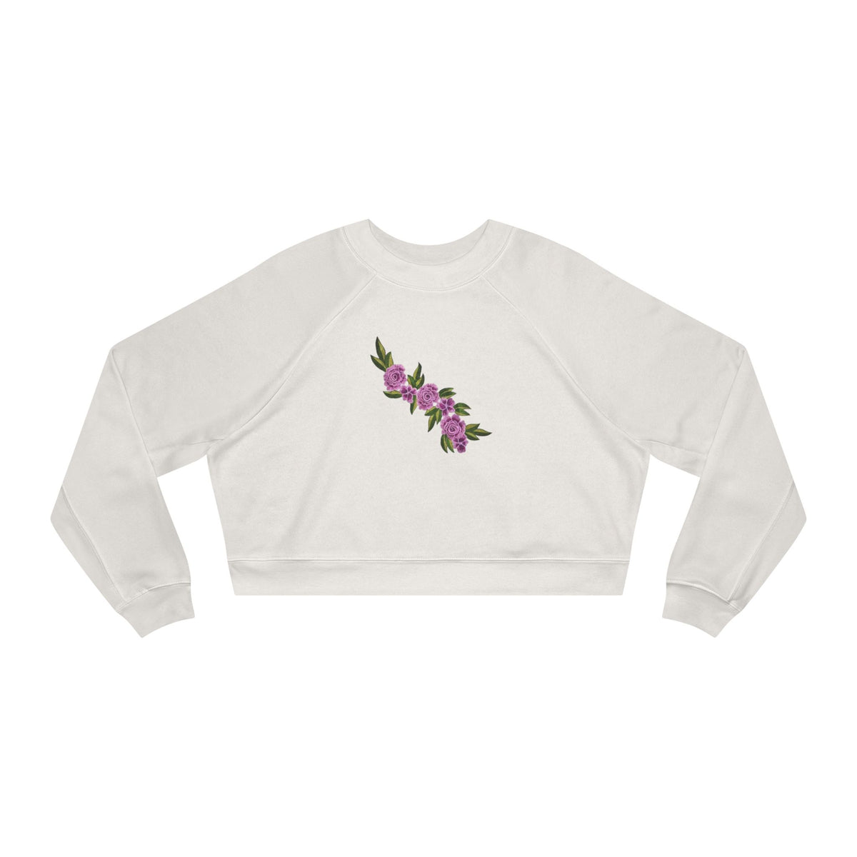 Floral Diagonal Rose Crop Sweatshirt