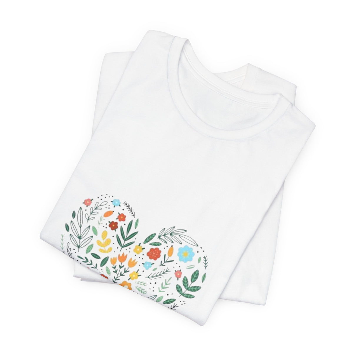 Floral Heart Tee — Colorful Botanical Heart Graphic T-Shirt