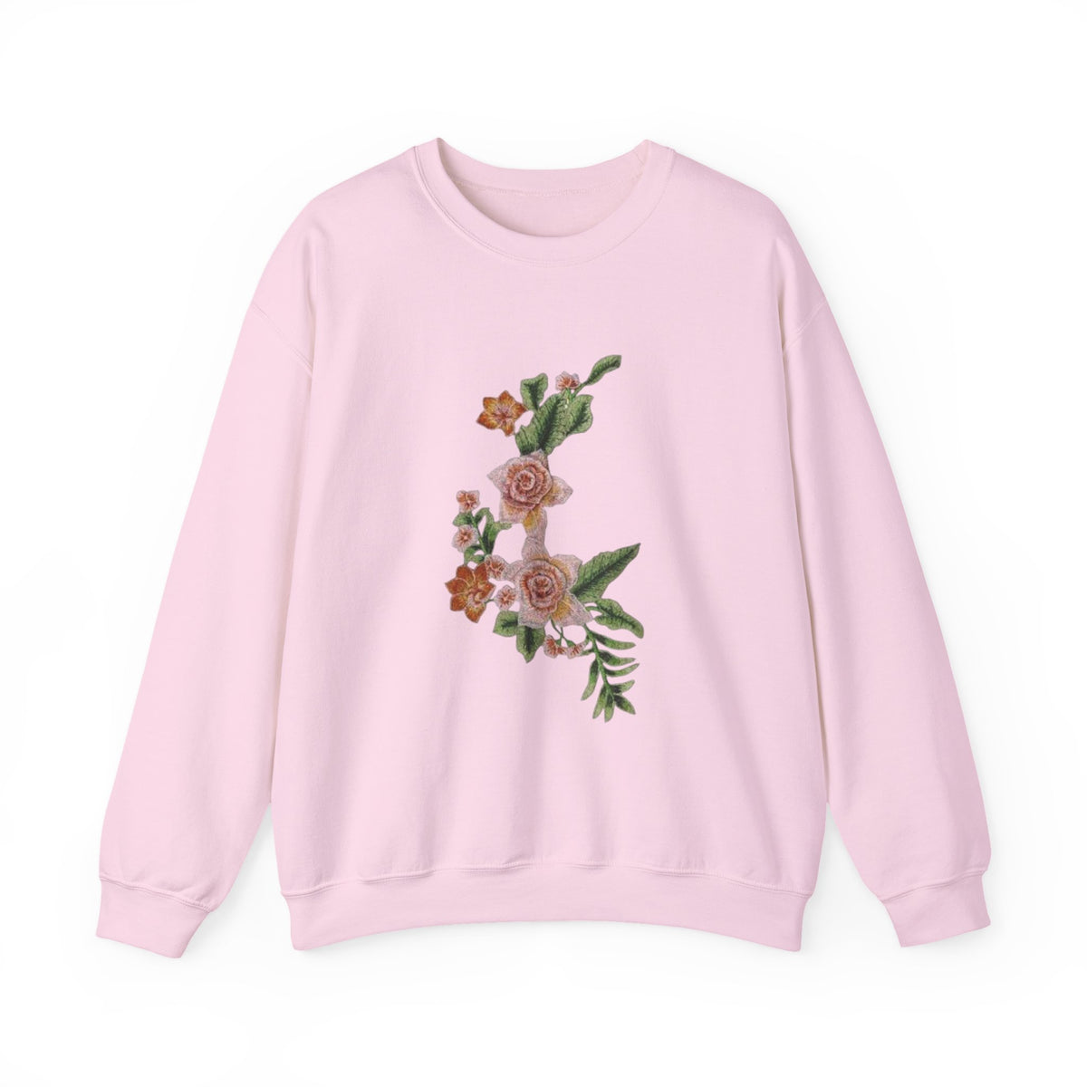 Sun & Rose Crewneck Sweatshirt — Vintage Sun Back Graphic with Floral Front