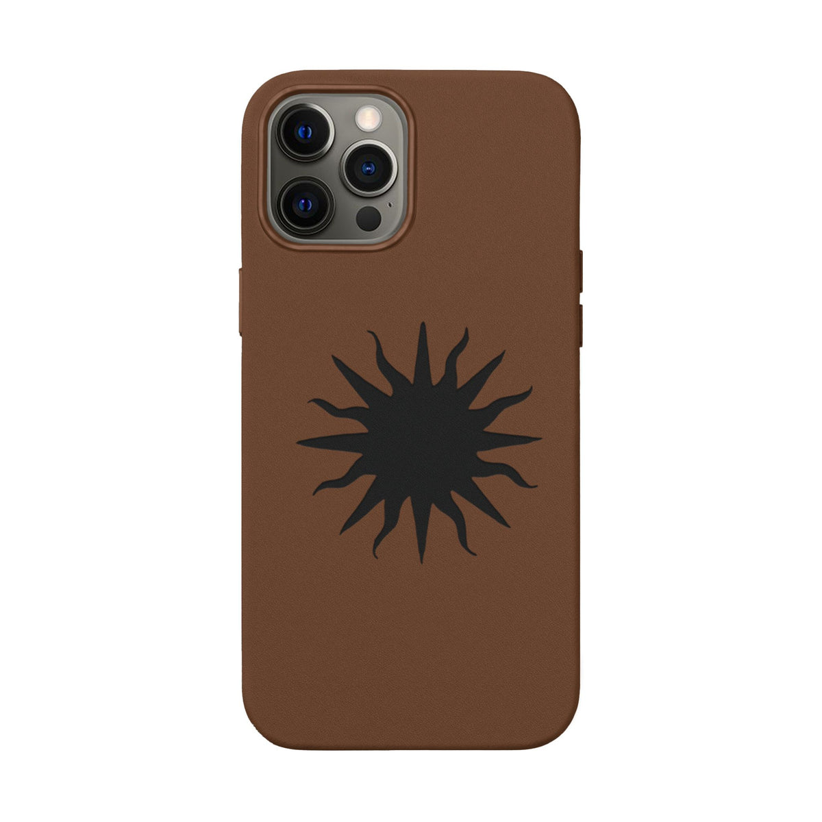 Embossed Sun PU Leather Phone Case – Sleek Engraved Protective Cover