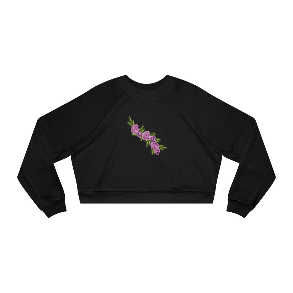 Floral Diagonal Rose Crop Sweatshirt