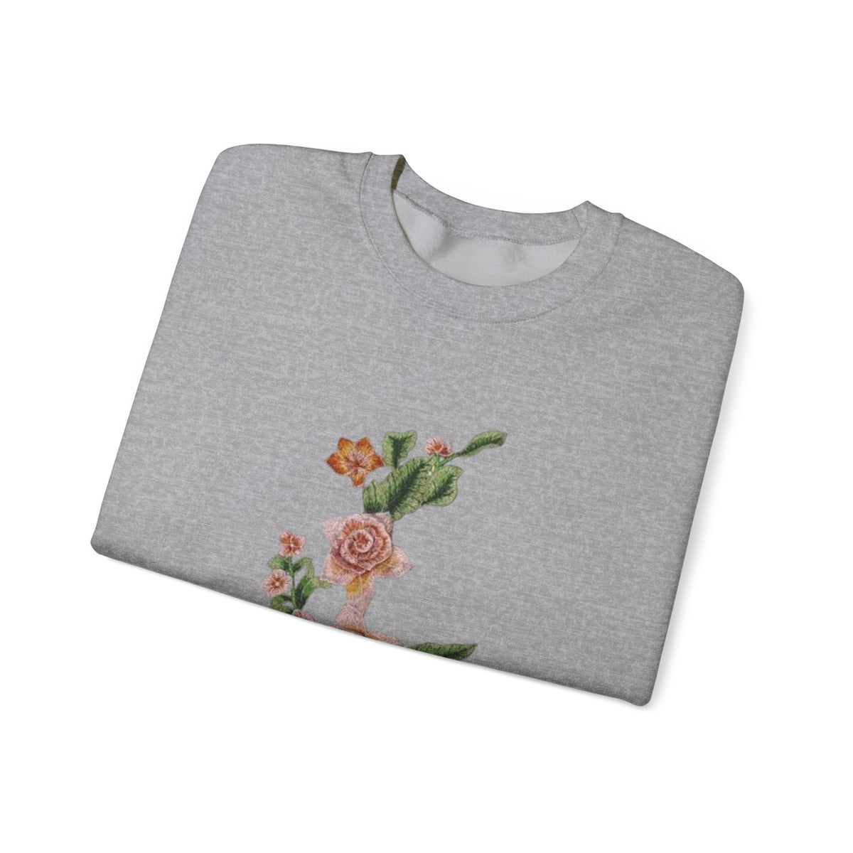 Sun & Rose Crewneck Sweatshirt — Vintage Sun Back Graphic with Floral Front