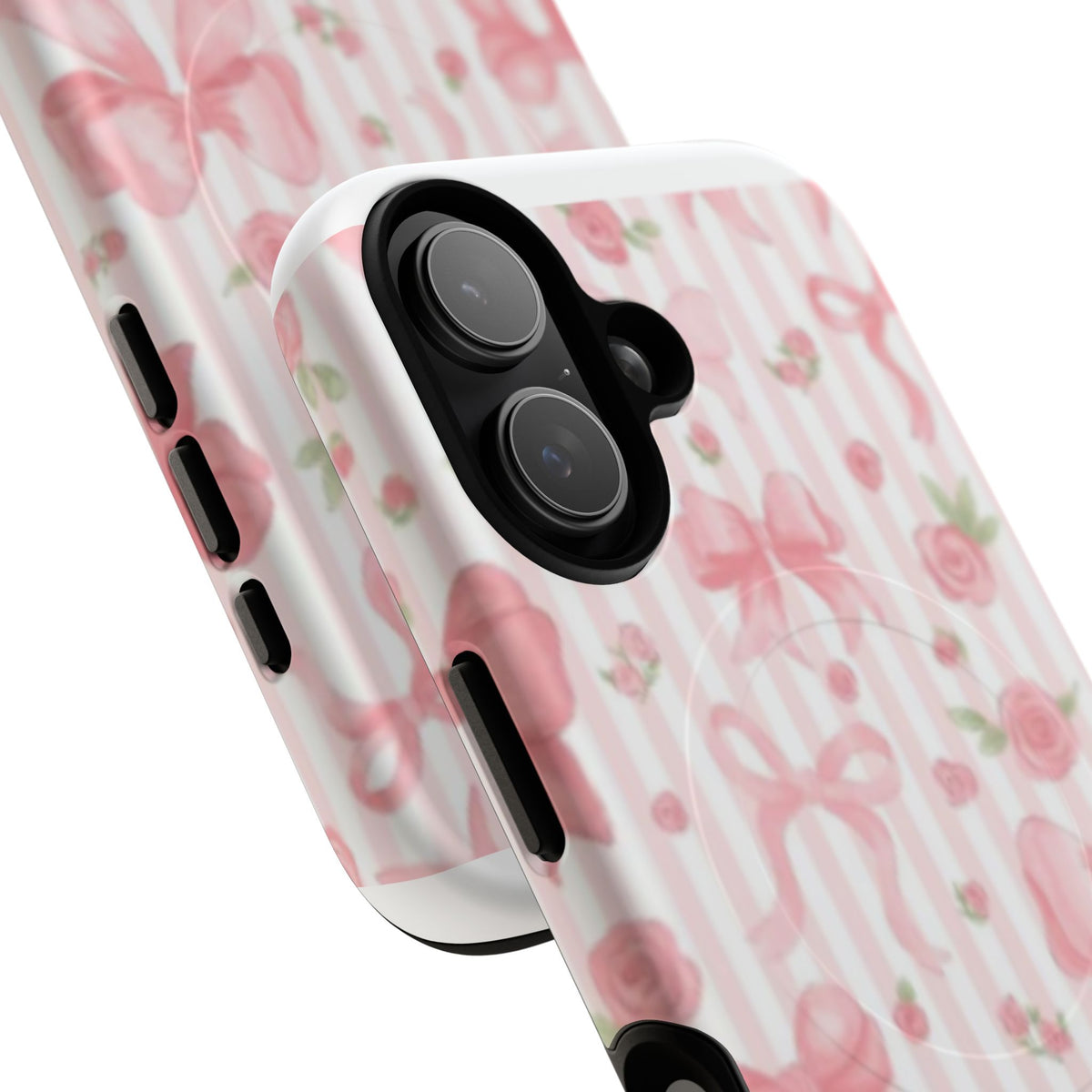 Phone Case — Pink Ribbon & Rose Pattern Magnetic Tough Case