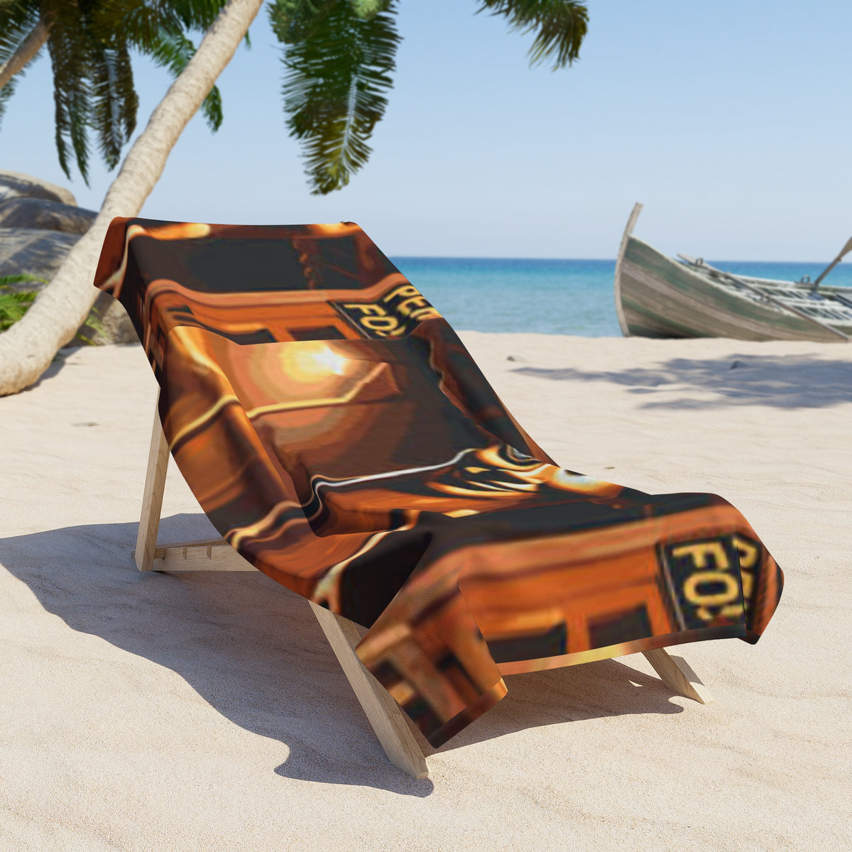Vintage Tiki Pole Beach Towel — Retro Palm Resort Vibe