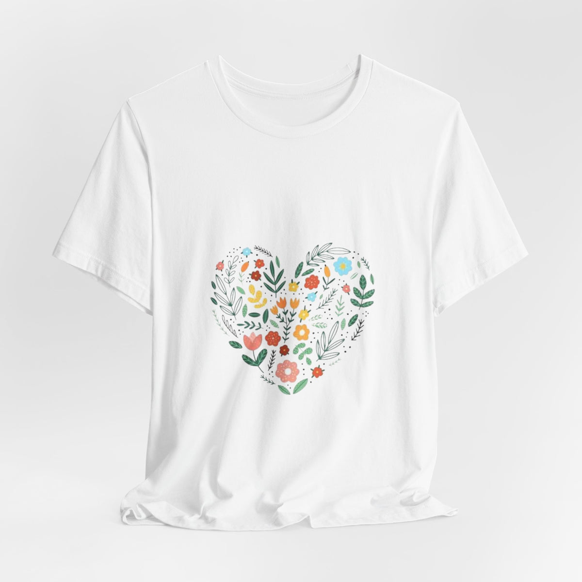 Floral Heart Tee — Colorful Botanical Heart Graphic T-Shirt
