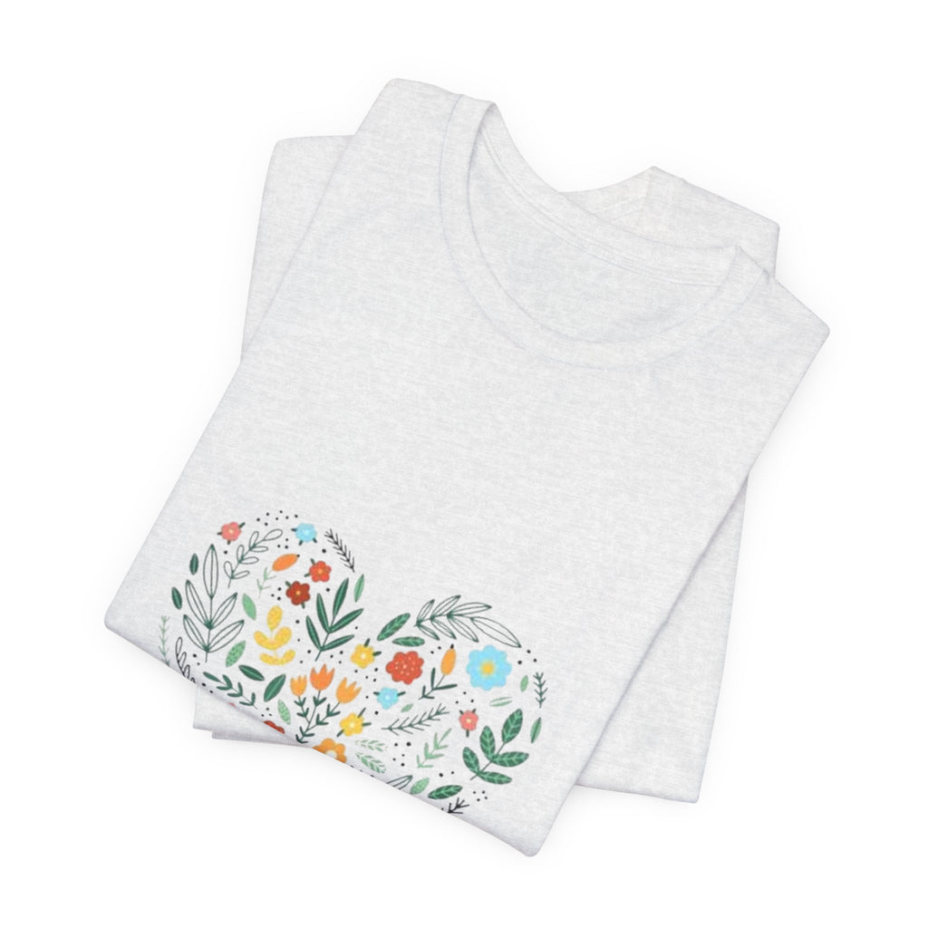 Floral Heart Tee — Colorful Botanical Heart Graphic T-Shirt