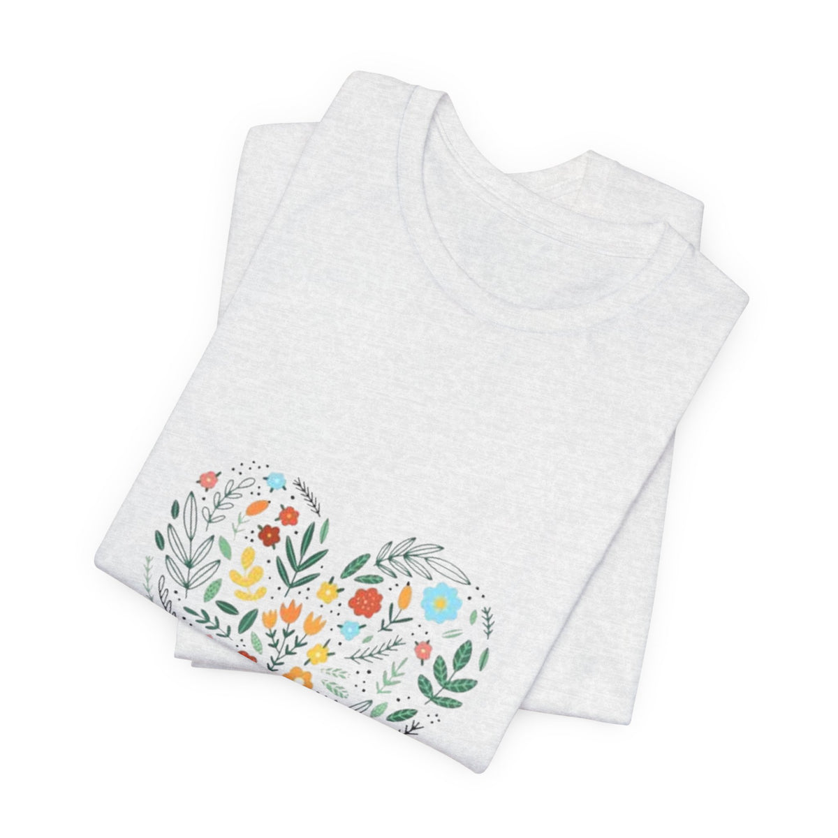 Floral Heart Tee — Colorful Botanical Heart Graphic T-Shirt