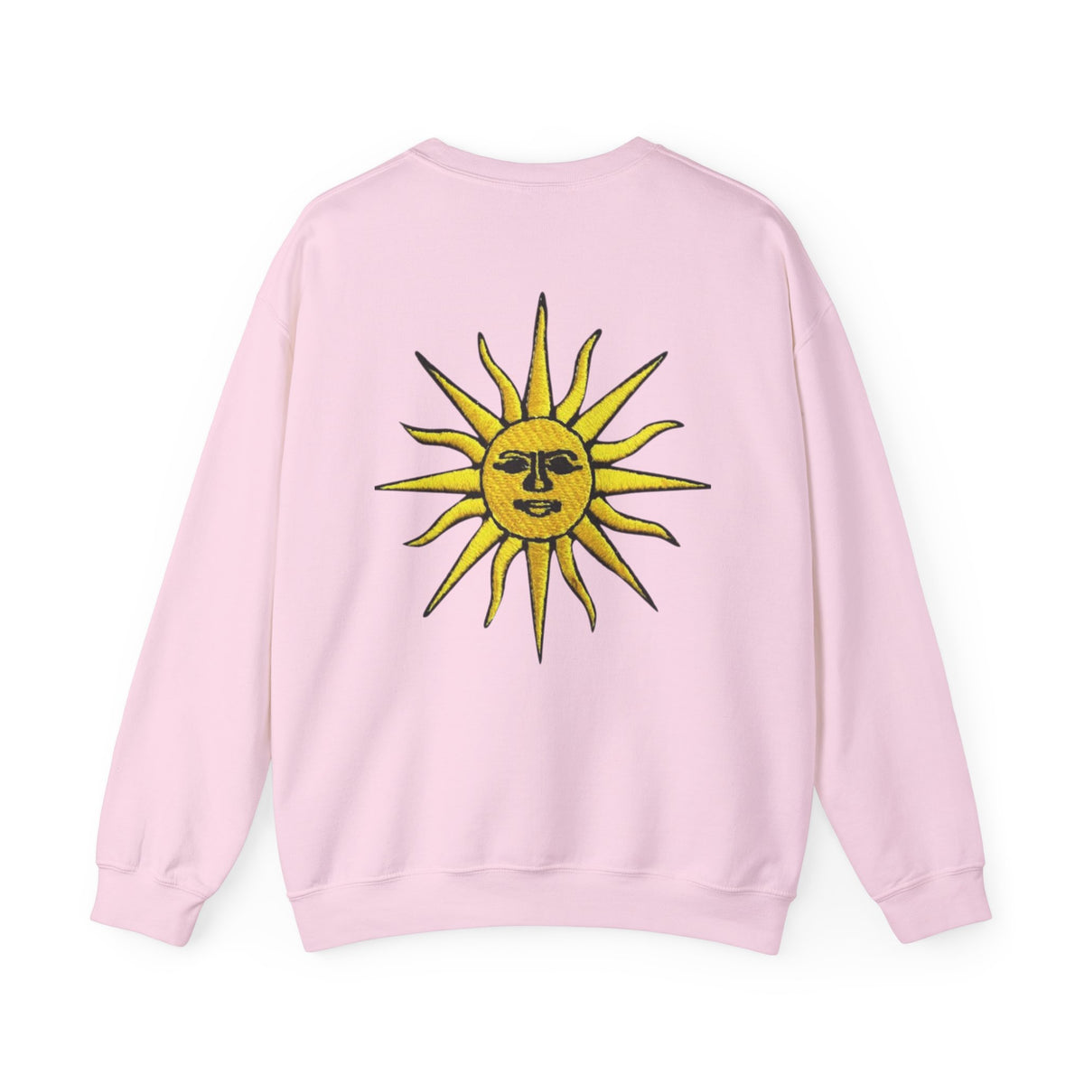 Sun & Rose Crewneck Sweatshirt — Vintage Sun Back Graphic with Floral Front