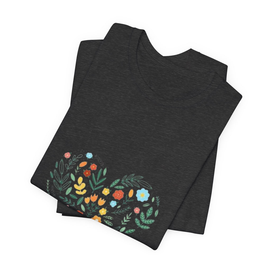 Floral Heart Tee — Colorful Botanical Heart Graphic T-Shirt