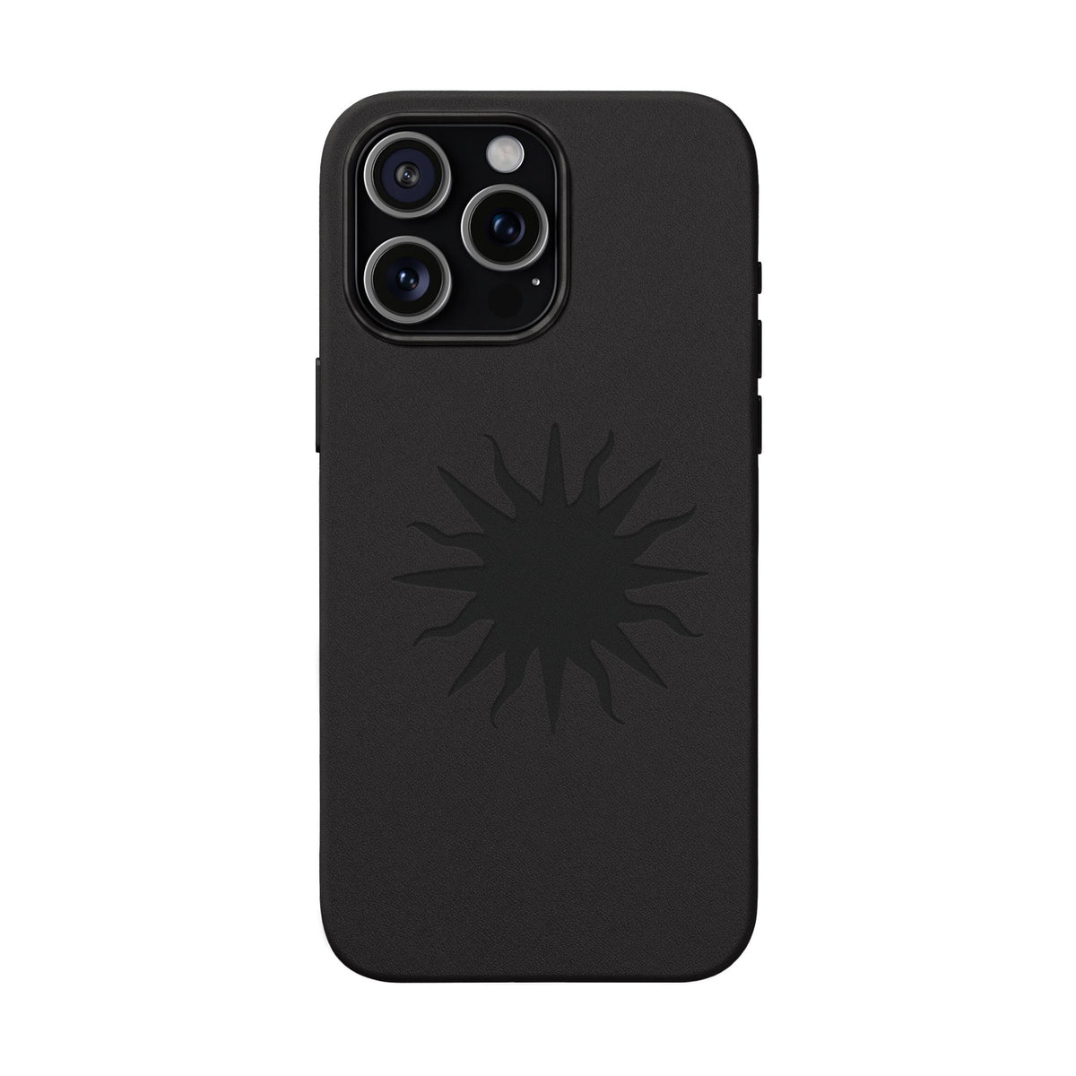 Embossed Sun PU Leather Phone Case – Sleek Engraved Protective Cover